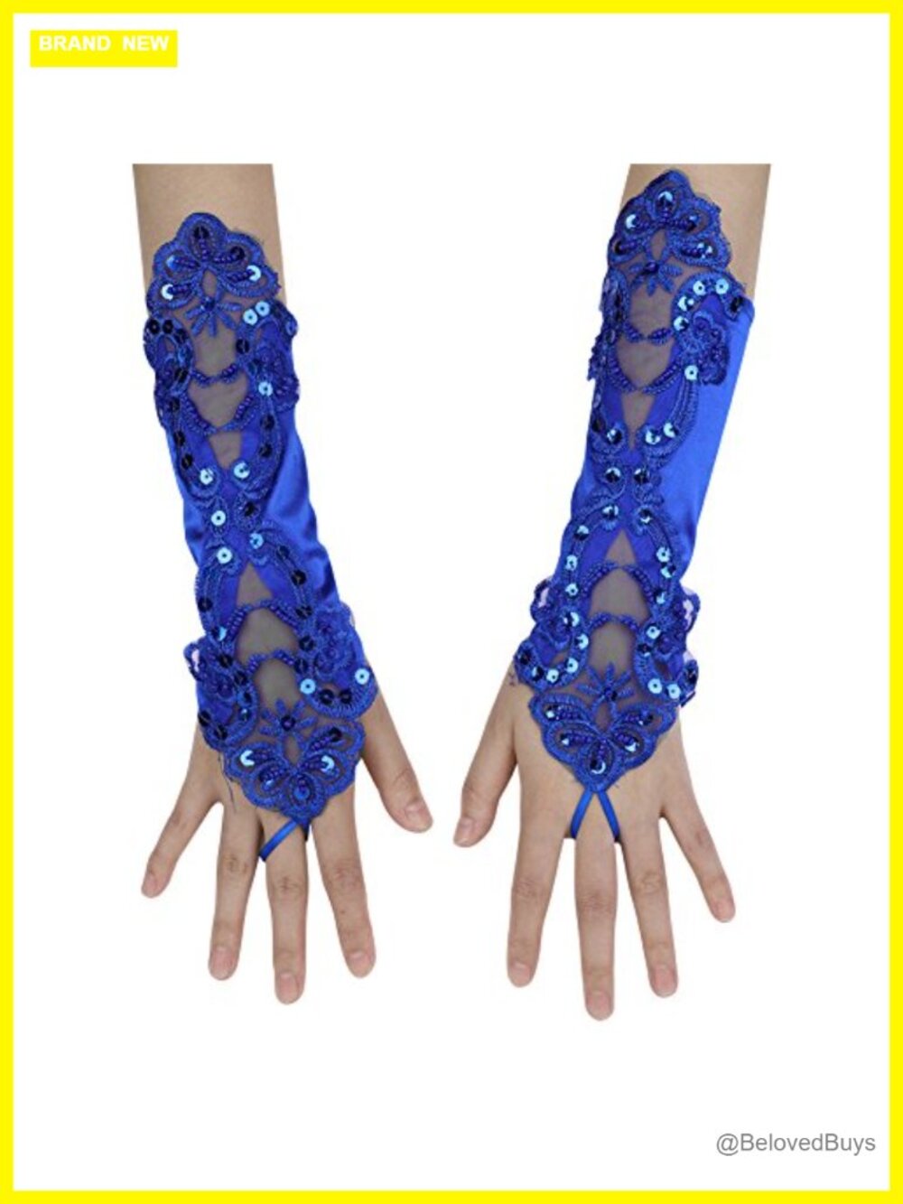 Bridal Lace Fingerless Satin Gloves Long Wedding Party Formal One Size
